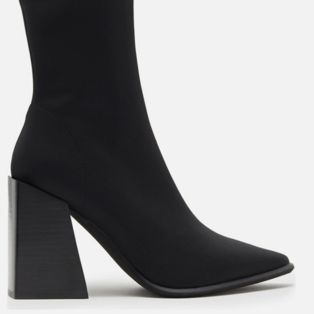 Jeffrey Campbell Happy Hour Pointed Toe Stretch Black Boot high heels ankle